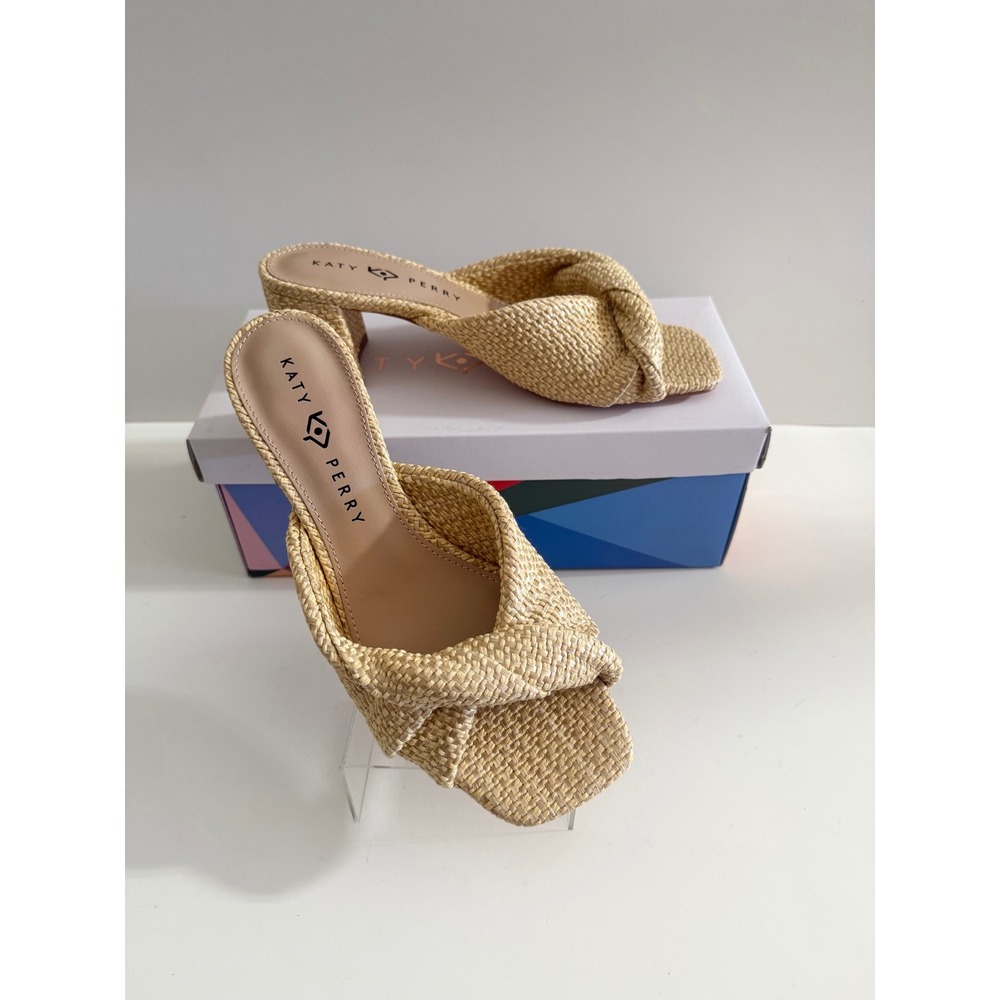NEW Katy Perry The Tooliped Twisted Sandal Natural Slip On 9.5M/39.5